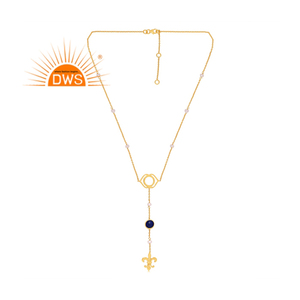 Collier pendentif dernier cri en argent sterling plaqué or 18 ct lapis lazuli et pierre de lune arc-en-ciel fabricant de bijoux - Product Image 1