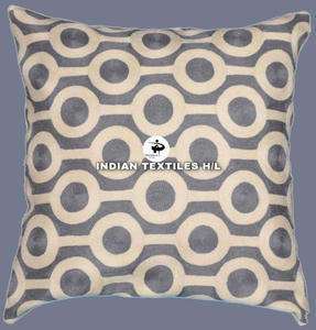 2025 Designer Wool Handmade Crewel Embroidery Wool Chain Stitched <b>Cushion</b> <b>Cover</b> For Sofa Couch Living Room From Indian Supplier - Product Image 4