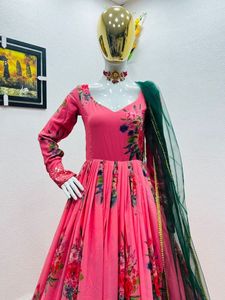 Conjunto de vestidos de diseñador, ropa de fiesta completamente cosida, tela de Georgette de imitación, vestido de boda, trabajo de secuencia bordado - Product Image 5