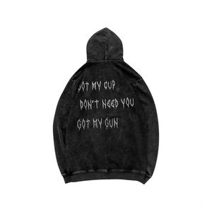 Personalizado 100% algodón serigrafía completa impresa ácido lavado pulóver sudaderas con capucha para hombre gráfico impreso sudaderas con capucha - Product Image 2