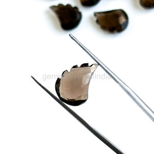 Quartz fumé naturel sculpté à la main pierres précieuses en vrac breloques feuille 15mm perles de Quartz fumé pour la fabrication de bijoux fournitures par grossiste - Product Image 2