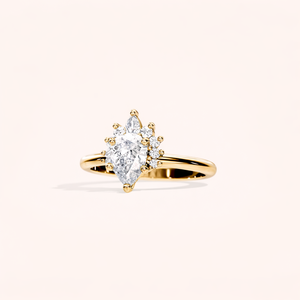 IGI Certified Marquise Cut Lab Grown Diamond Cluster Engagement <b>Ring</b> 9K Yellow / White And Rose Gold Diamond Wedding <b>Ring</b> - Product Image 2
