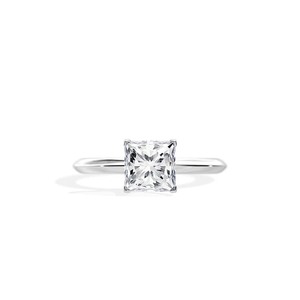 Anillo Solitario Minimalista con Diamante Cultivado en Laboratorio, Corte Princesa, en Plata de Ley 925, Certificado IGI, Bañado en Rodio, para Mujer - Product Image 1
