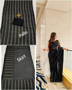 Nueva elegancia vestido tendencia estilo moderno elegante tendencia Georgette Saree con Secuencia de 5 mm encaje borde tubería Trabajo Mujer moda - Product Image 6