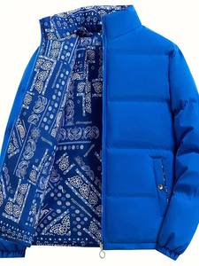 Vestes d'hiver personnalisées, lourdes et chaudes, manteau grande taille, vêtements d'extérieur de haute qualité pour hommes, veste matelassée réversible à motif cachemire épais - Product Image 4