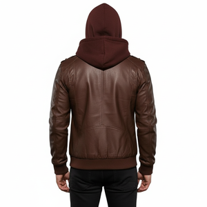 แจ็กเก็ตหนังมีเข็มขัดสไตล์คลาสสิกพร้อมปกเฟอร์เทียม - Product Image 3