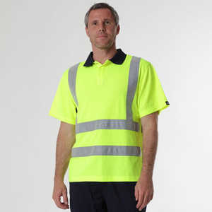 Reflex Hi Vis Comfort Cotton Workwear Reflective Safety Reflection <b>Short</b> <b>Sleeve</b> High Visibility Collar T <b>Shirt</b> for Men - Product Image 3