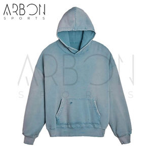 Nouvel arrivage de bon fournisseur pour les hommes Pull streetwear à épaules tombantes Personnalisé Brodé Vintage Polaire Acid Wash Hoodies - Product Image 1
