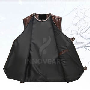 Diseño personalizado de cuero de los hombres chaleco chaqueta de cuero de color sólido de los hombres chaleco chaqueta Streetwear sin mangas de cuero de los hombres chaleco - Product Image 2