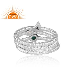 Venta caliente fina plata esterlina Natural Multi piedra preciosa declaración banda anillo joyería para mujer regalo para ella - Product Image 4