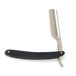 Professional Barber Straight Edge <b>Shaving</b> Razor Matte Black German Stainless Steel <b>Wooden</b> Handle Hair <b>Shaving</b> Razors - Product Image 1