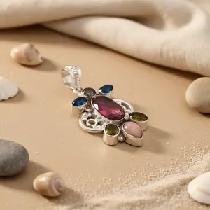 จี้เงินแท้ 925 ประดับพลอยสำหรับผู้หญิง เครื่องประดับดีไซน์โดดเด่น ชุบโรเดียมสีโรสโกลด์ ลายหยดน้ำ สำหรับผู้หญิง - Product Image 3