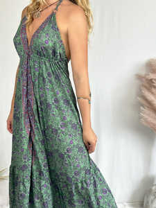 <b>Sexy</b> Sleeveless Deep V Neck Backless Floral Print Floor-Length Casual Maxi <b>Dress</b> Ruffled 100% Cotton <b>Summer</b> Best Quality - Product Image 6