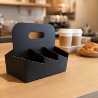 Porte-gobelets en papier ondulé écologique et recyclable Beadia, design pliable avec poignée, pour les cafés et les restaurants, capacité de 6 gobelets