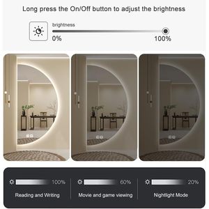 Dimmable led phòng tắm gương chống sương mù bán tròn không khung gương độ sáng thời gian hiển thị cho phòng ngủ phòng khách lối vào - Product Image 3