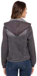 Veste en jean grande taille à la mode décontractée surdimensionnée pour femmes dernière conception de haute qualité veste en jean à capuche pour femmes vente en gros - Product Image 4