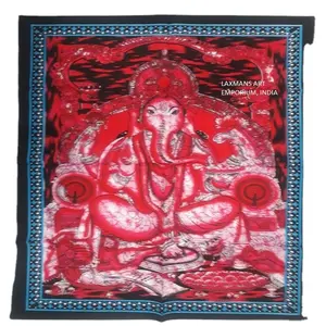 Yeni 2024 popüler sanat dekoru Lord Ganesha baskılı pamuk Batik katı renkler duvar asma/Poster toptan hindistan