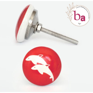 มือจับประตูเซรามิกรูปปลาโลมาและลูกบิดลิ้นชักสไตล์บ้านไร่สวยสำหรับห้องครัวห้องนอนห้องนั่งเล่นวิลล่ากลางแจ้ง - Product Image 1