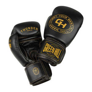 Gants de boxe Thunder-Black en cuir de vachette avec logo personnalisé, lacets et protection du poignet, tailles pour le kickboxing et le MMA - 10oz 12oz 14oz 16oz - Product Image 3