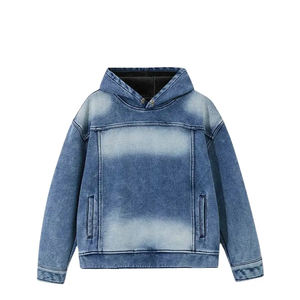 Automne hiver Streetwear mode sweat à capuche personnalisé Denim à capuche unisexe hommes sweats à capuche et sweats cravate-teinture à capuche Cowboy manteau d'hiver - Product Image 1