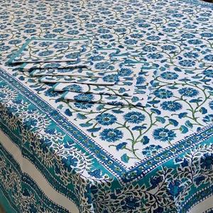 Bloc à main imprimé beau Design Floral nappe de Table nappe de Table avec 8 serviettes ensemble au prix de gros - Product Image 1