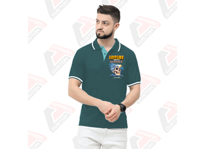 Signature Men's Striped for Polo T-Shirt Transpirable con estilo con apliques de telas de pana Batik de mezclilla ecológicos para el verano - Product Image 3