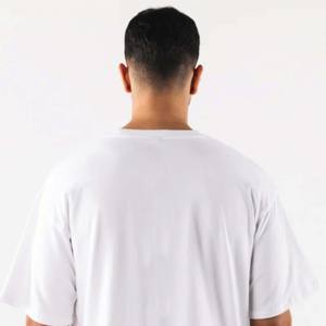 Camiseta de algodón con hombros descubiertos de gran tamaño con estampado personalizado de alta calidad: camiseta blanca de peso pesado para hombre - Product Image 6