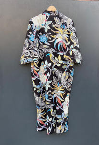 <b>Women's</b> 100% Cotton Indian Voile Style Kimono <b>Black</b> Monkey Print Bathrobe Beachwear for Summer for Spring - Product Image 4