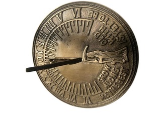 Reloj de Jardín de Metal Moderno Grabado y Pulido - TEMPUS FUGIT - Bronce Envejecido - Product Image 5