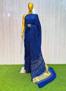 Sari Bandhani de Primera Calidad Hecho a Mano, Sari de Seda Bandhani Hecho a Mano para Novias, Precio de Oferta por Exportador - Product Image 6
