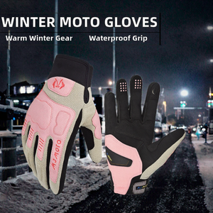 JCAA Winter Keep <b>Warm</b> Full Finger Motorcycle <b>Gloves</b> Waterproof Non-slip Touchscreen Buckle Closure Anti-UV Unisex Riding - Product Image 1