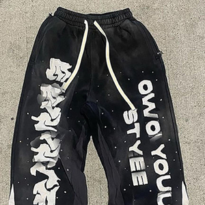 <b>Men</b> Vintage Acid Wash Trousers Loose Fit Streetwear Pants Cotton Fabric Wholesale - Product Image 3