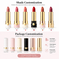 Rouge à lèvres de luxe blanc or à marque privée, logo personnalisé, déclenchement par bouton-poussoir, finition velours mat, longue tenue, végétalien, fournisseur OEM