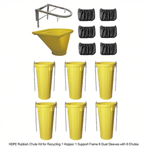 Kit de Canaleta para Basura de HDPE para Reciclaje, 1 Tolva, 1 Estructura de Soporte, 6 Fundas Antipolvo con 6 Canaletas - Product Image 3