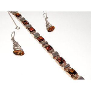 925 Set di gioielli in argento Sterling e ambra include bracciali e orecchini coordinati! - Product Image 1