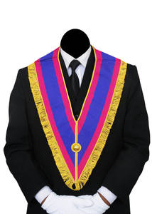 Ruban de col maçonnique vintage rectangulaire de haute qualité avec franges dorées, fabriqué à partir de ruban/tresse/bouton en laiton - Product Image 3