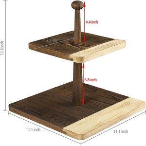 Two-Tone Wooden Handmade Eco-Friendly Two-Tier <b>Cake</b> <b>Stand</b> with Precious Design for <b>Cake</b> Display and Event Table Decoration - Product Image 4