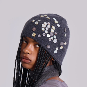 Fabricante de gorros, logotipo de diseño personalizado, ligero, suave, cosido a mano, abotonado, gorro de punto, gorro de invierno - Product Image 3