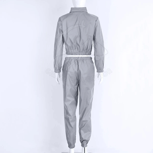 2024, conjuntos de Top corto de dos piezas para mujer con estampado de logotipo personalizado, cortavientos de punto de alta calidad con pantalón con cintura elástica - Product Image 3