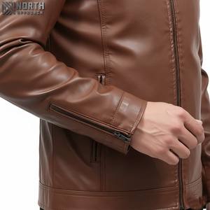 Oem Outdoor Fashion Factory Chaqueta de cuero de invierno de alta calidad para hombre 2025 Stand Collar Nuevo diseño con bombardero de calidez interior - Product Image 3