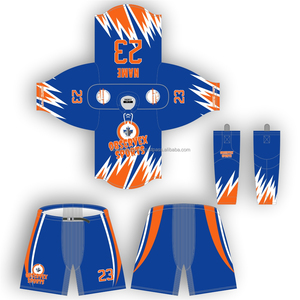 Sublimated Ice Hockey Jersey Set With Breathable Shell Pants And Athletic <b>Socks</b> Youth Ice Hockey Uniform - Product Image 4