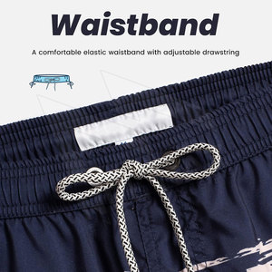 Shorts d'été respirants et écologiques pour hommes, taille haute, fermeture à cordon, imprimés, en spandex/polyester, séchage rapide, poche imperméable - Product Image 4