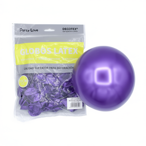 Palloncini in lattice Party Love viola metallizzato da 12 cm, confezione da 50 pezzi per decorazioni - Product Image 2