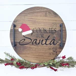Élégant plateau de service de Noël en bois et métal 2024 Plateau à collation pour le dessert - Product Image 6
