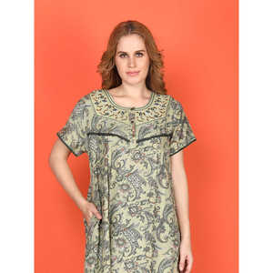 Camisón Evolve Alpine Casual de Longitud Completa con Bolsillo Lateral, Bordado en el Escote, Tejido Suave, Cierre Elástico en la Cintura, Estilo Adorable - Product Image 2