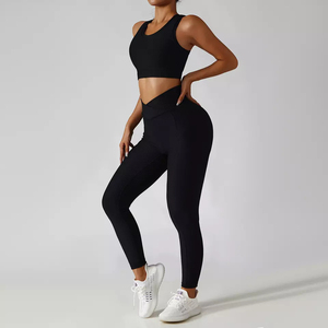 Ensemble de vêtements de sport pour femmes personnalisé, réversible, uni, lavé, 2 pièces, grande taille, hauts courts sans manches, vêtements de sport pour la salle de sport, strass - Product Image 2