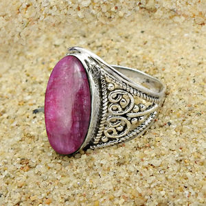 Conjunto de bisel de Plata de Ley 925 hecho a mano, anillo de forma ovalada de piedras preciosas de Rubí, regalo para niña, joyería de plata, precio al por mayor, anillos de plata - Product Image 6