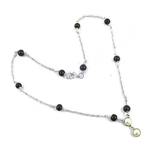Collar de Perlas con Cuentas de Plata 925 para Mujer, Joyería de Moda con Ónix Negro - Product Image 2