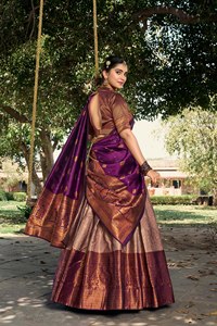 Designer Soie Lehenga Zari Tissage Travail Bordure Belle Traditionnelle Pakistanaise Demoiselles D'honneur Fonctions De Mariage Fêtes Fantaisie - Product Image 2