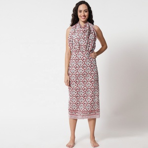 Screen Printed Cotton Summer <b>Beach</b> Sarong <b>Wrap</b> Skirt for Women Scarf Pareo Bikini Cover-Up Floral Quick Dry - Product Image 3